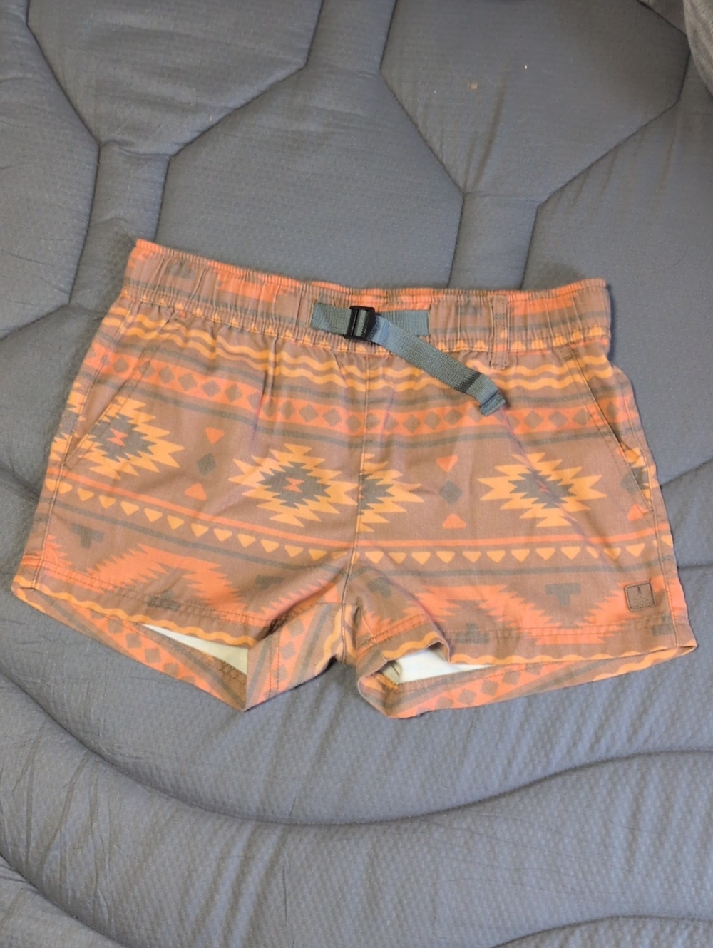 Orange Patterned Casual Shorts with Adjustable Waist